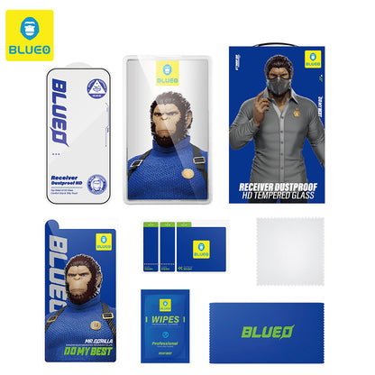 Blueo Anti-Dust HD Displayschutzfolie für Apple iPhone 14 Plus / 13 Pro Max, gehärtetes Glas, Vollkleber, Schwarz