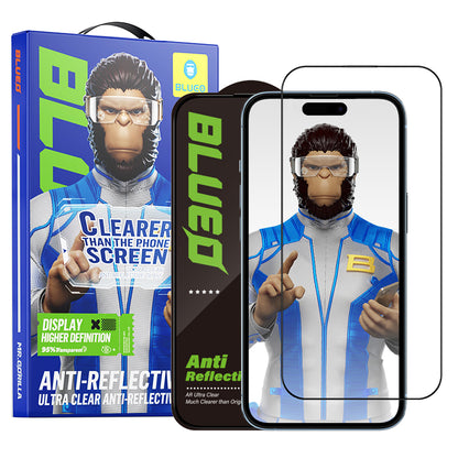 Blueo Anti-Reflective HD Displayschutzfolie für Apple iPhone 16 Pro Max, gehärtetes Glas, Vollkleber, Schwarz
