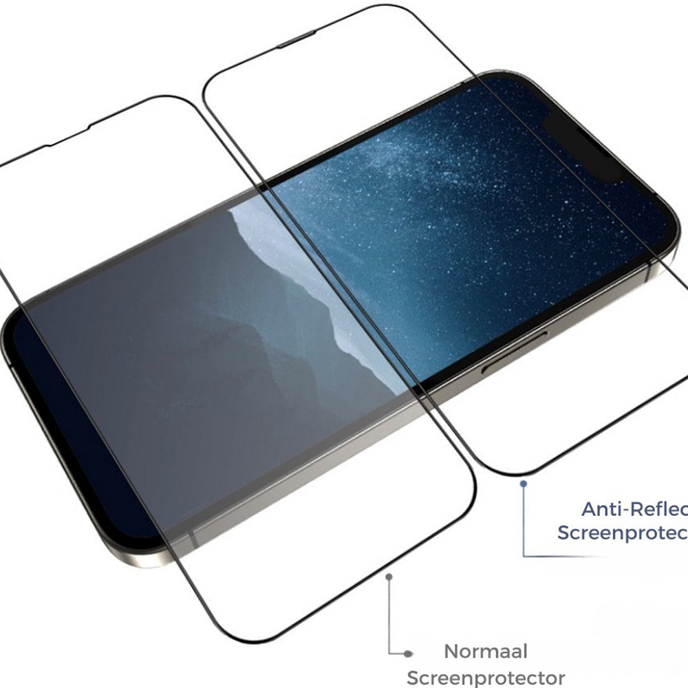 Blueo Anti-Reflective HD Displayschutzfolie für Apple iPhone 16 Pro Max, gehärtetes Glas, Vollkleber, Schwarz