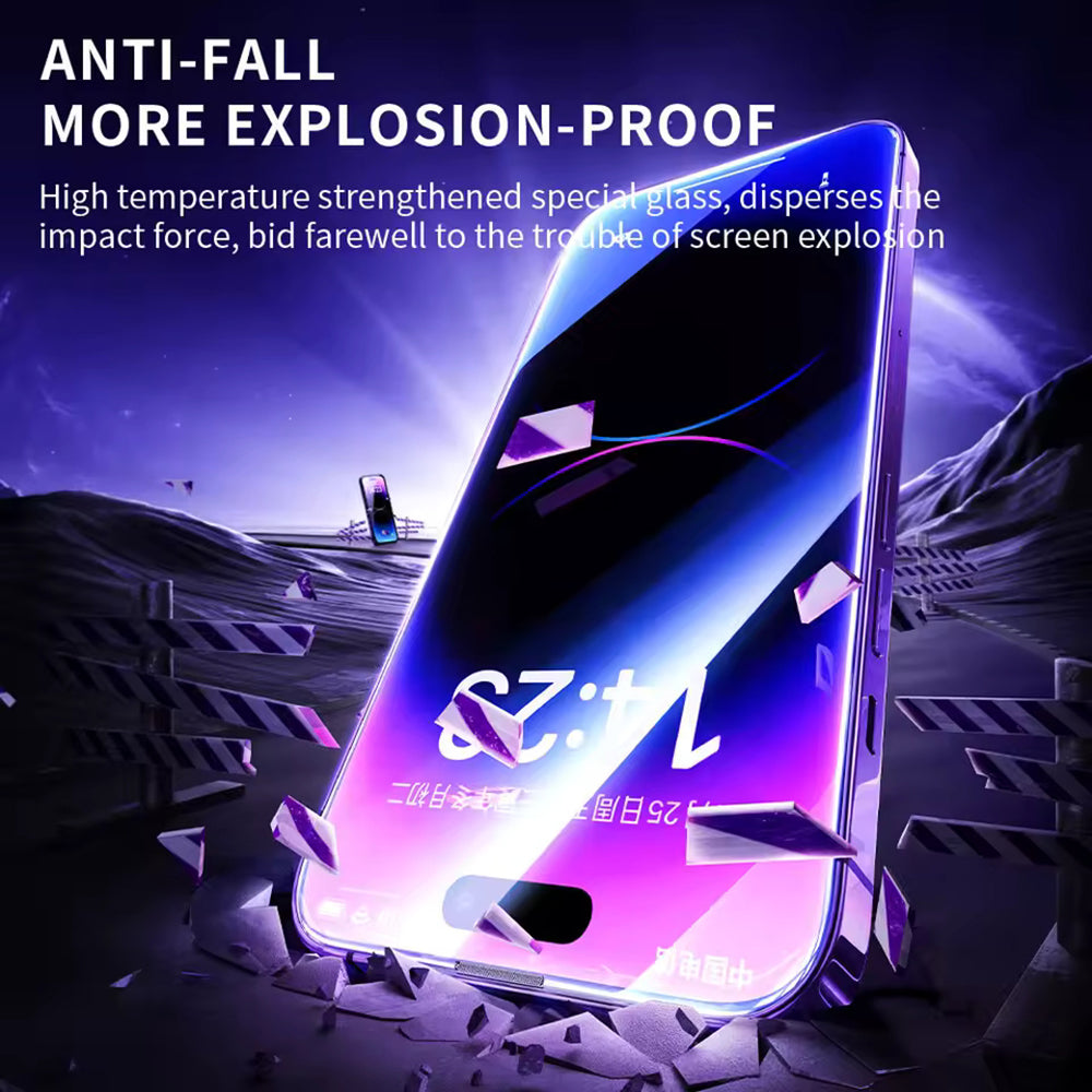 Blueo Anti-Static HD Screen Protector Film for Apple iPhone 17e / 16e / 14 / 13 Pro, Tempered Glass, Full Glue, Black