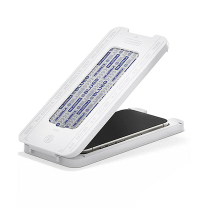 Film de protection d'écran Blueo Crystal Anti-Rayures avec applicateur pour Apple iPhone 15 Pro Max, Verre trempé, Collage intégral, Noir