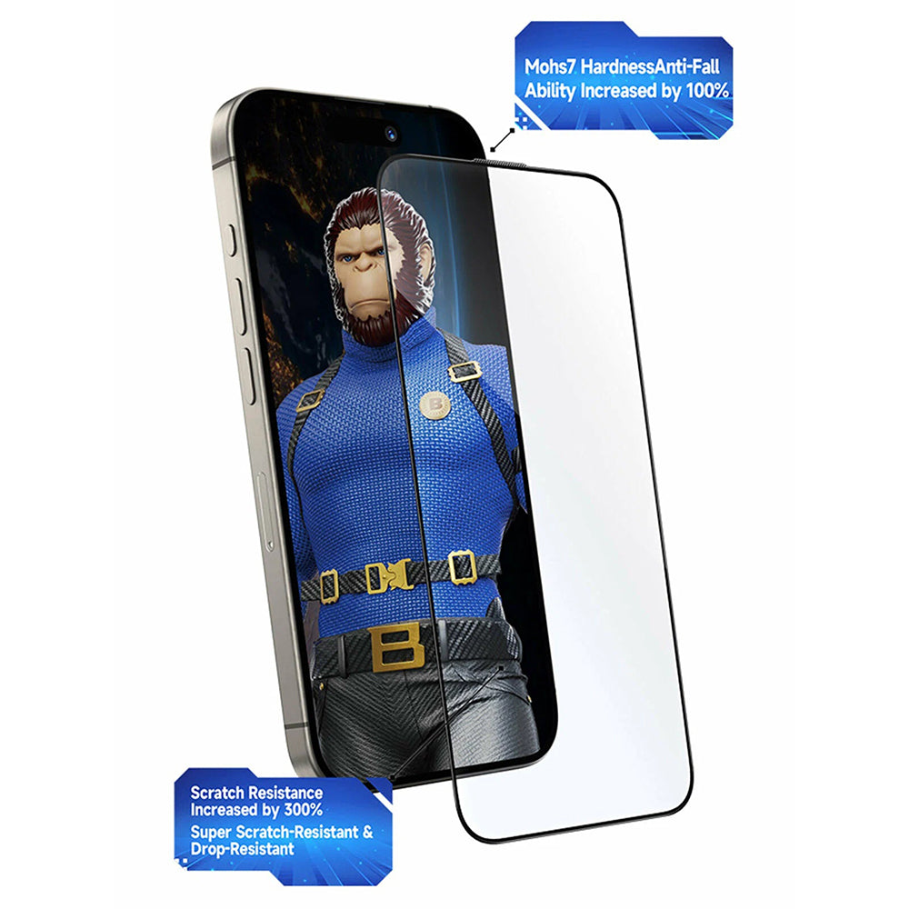 Film de protection écran Blueo Crystal Anti-Scratch Applicator pour Apple iPhone 17 Pro / 17 / 16 Pro, Verre Trempé, Full Glue, Noir