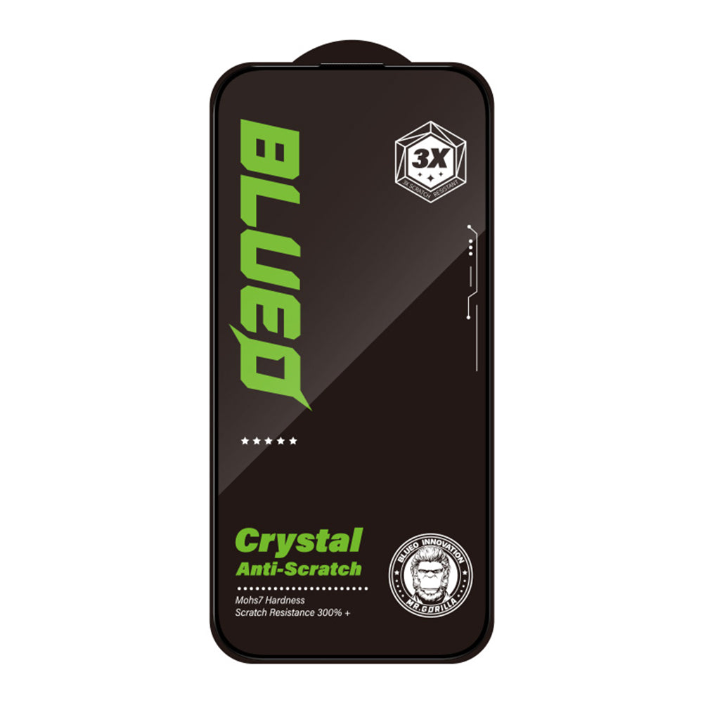 Film de protection d'écran Blueo Crystal Anti-Rayures pour Apple iPhone 15 Pro Max, Verre Trempé, Collage Complet, Noir