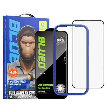 Blueo HD Displayschutzfolie für Apple iPhone 16 Pro, gehärtetes Glas, Full Glue, 3D, Schwarz