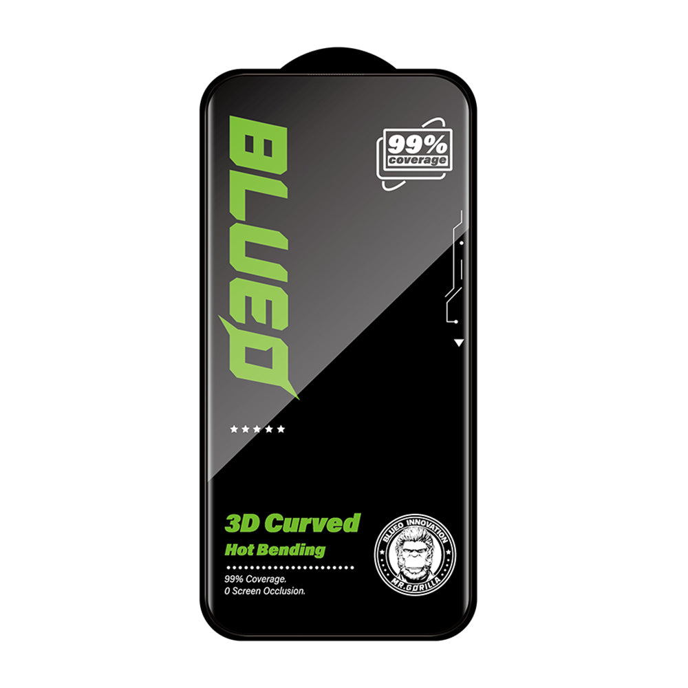 Blueo HD Displayschutzfolie für Apple iPhone 16 Pro, gehärtetes Glas, Full Glue, 3D, Schwarz