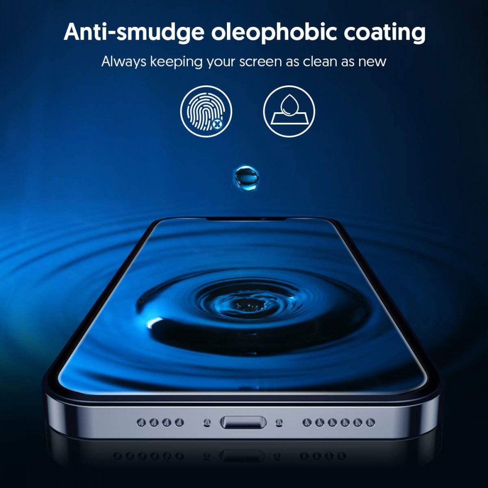 Blueo Silk HD Displayschutzfolie für Apple iPhone 15 Pro Max, gehärtetes Glas, Full Glue, 5er-Set, 2,5D, Schwarz
