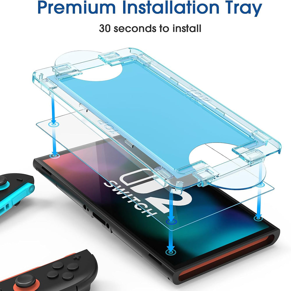 Techsuit SwitchAura Screen Protector Applicator voor Nintendo Switch 2, Gehard Glas, Set van 2 stuks