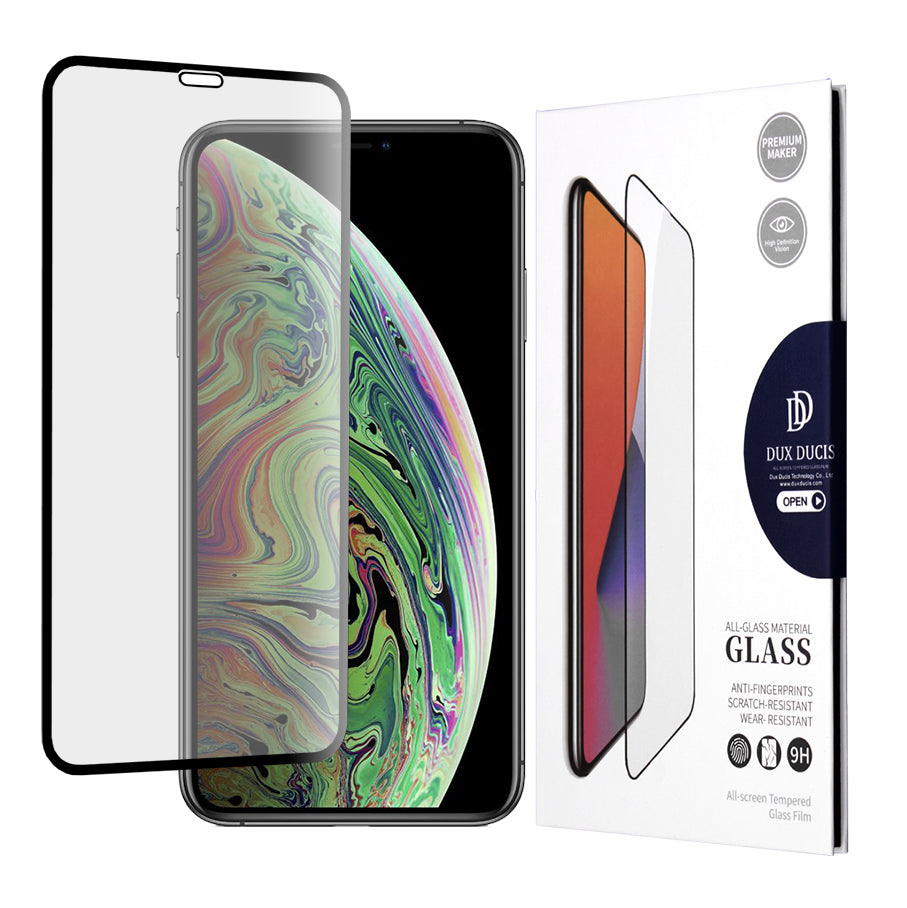 DUX DUCIS Displayschutzfolie für Apple iPhone 11 Pro / XS / X, gehärtetes Glas, Edge Glue, Schwarz