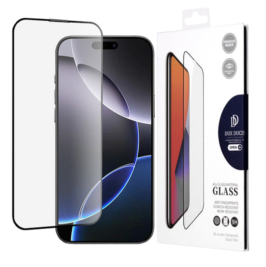 DUX DUCIS schermbeschermfolie voor Apple iPhone 16 Pro Max, gehard glas, Edge Glue, zwart