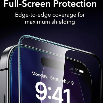 Film de protection d'écran ESR Armorite UltraFit pour Apple iPhone 17 Pro, Verre Trempé, Full Glue, Lot de 2 pièces, Noir