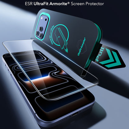 Film de protection d'écran ESR Armorite UltraFit pour Apple iPhone 18 Pro / 17 Pro, Verre trempé, Collage intégral, Lot de 2 pièces, Noir