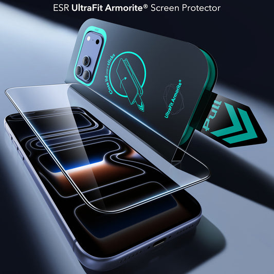 ESR Armorite UltraFit schermbeschermfolie voor Apple iPhone 18 Pro / 17 Pro, gehard glas, volledige lijm, set van 2 stuks, zwart