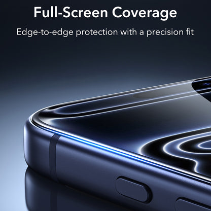 Film de protection d'écran ESR Armorite UltraFit pour Apple iPhone 18 Pro / 17 Pro, Verre trempé, Collage intégral, Lot de 2 pièces, Noir