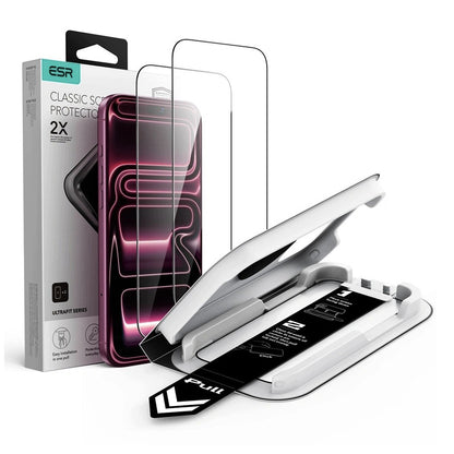ESR UltraFit Classic Screen Protector for Apple iPhone 18 Pro Max / 17 Pro Max, Tempered Glass, Full Glue, Set of 2 pieces, Black