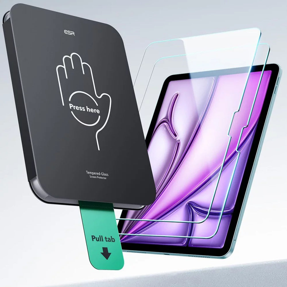 ESR UltraFit Displayschutzfolie für Apple iPad Air 13 (2026) / Pro 13 (2025), gehärtetes Glas, Full Glue, 2er Set