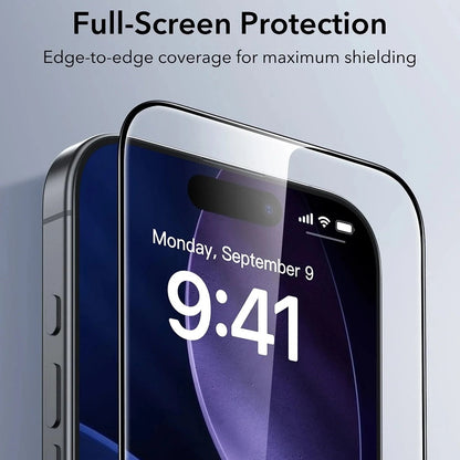 Film de protection écran ESR UltraFit pour Apple iPhone 17 / 16 Pro, Verre Trempé, Full Glue, Set de 3 pièces