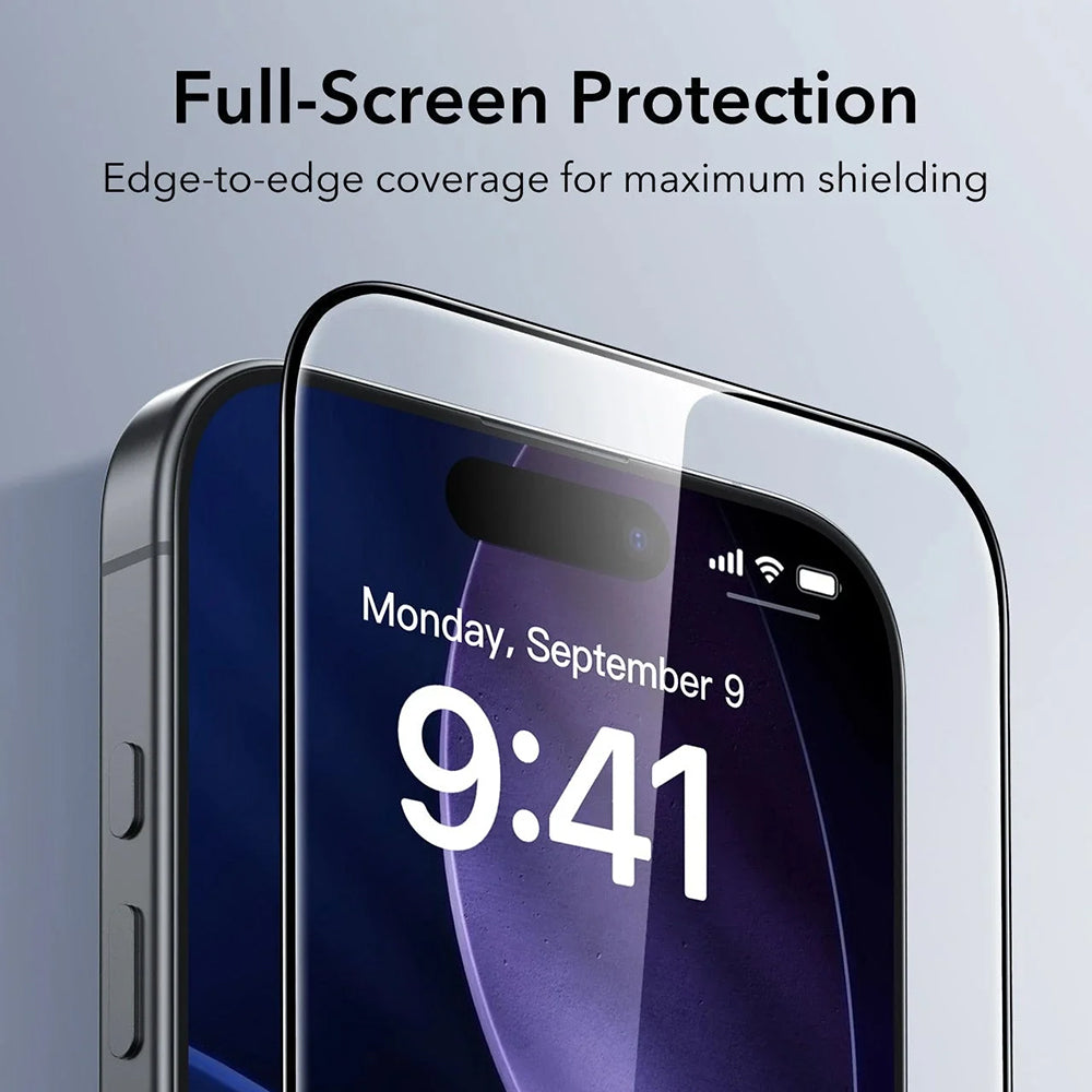 Film de protection écran ESR UltraFit pour Apple iPhone 17 Pro, Verre Trempé, Full Glue, Set de 3 pièces