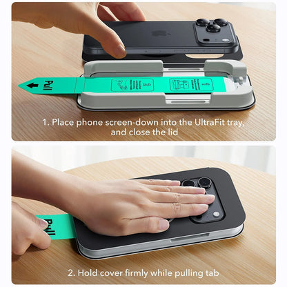 Film de protection écran ESR UltraFit pour Apple iPhone 17 Pro, Verre Trempé, Full Glue, Set de 3 pièces
