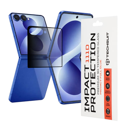 Privacy Techsuit Außenschutzfolie für Samsung Galaxy Z Flip8 F776, gehärtetes Glas, Full Glue, 111D