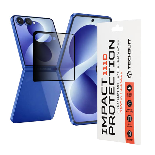 Film de protection d'écran extérieur Privacy Techsuit pour Samsung Galaxy Z Flip8 F776, Verre trempé, Collage intégral, 111D
