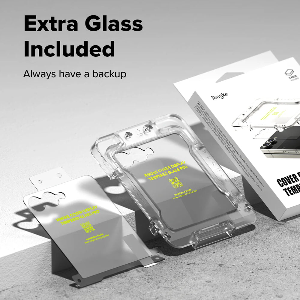 Ringke Cover Display Buitenste Schermbeschermfolie voor Samsung Galaxy Z Flip7 F766, Gehard Glas, Volledige Lijm, Set van 2 stuks