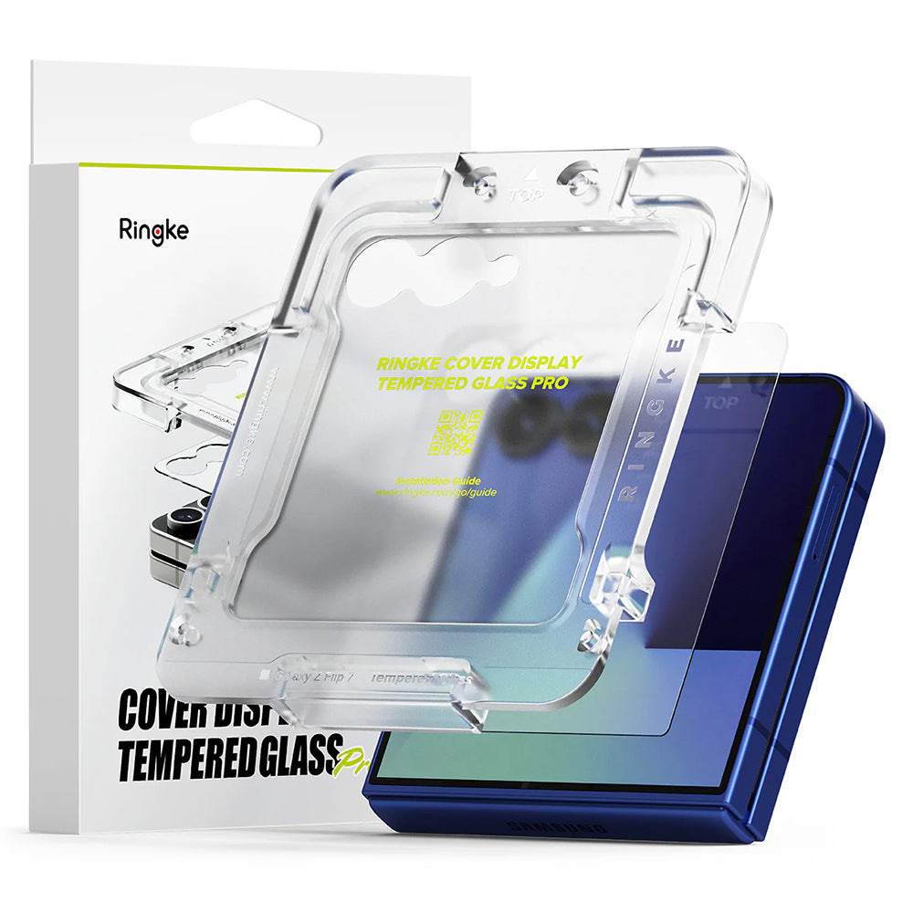 Ringke Cover Display Buitenste Schermbeschermfolie voor Samsung Galaxy Z Flip7 F766, Gehard Glas, Volledige Lijm, Set van 2 stuks
