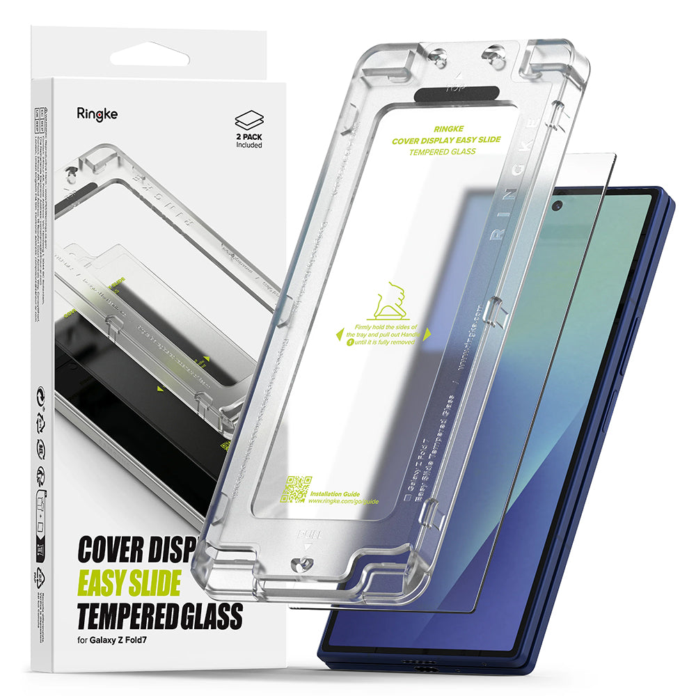 Beschermfolie Buitenscherm Ringke Easy Slide voor Samsung Galaxy Z Fold7 F966, Gehard Glas, Volledige Lijm, Set van 2 stuks