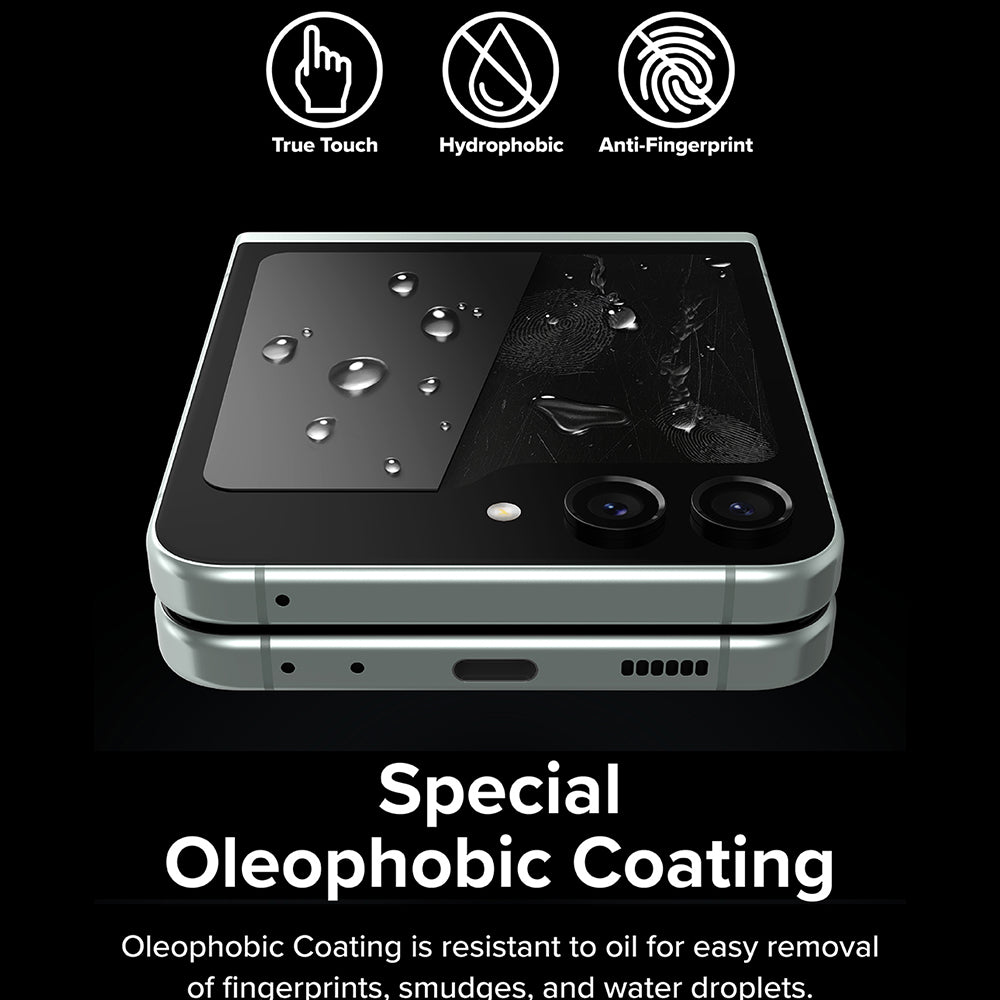Beschermfolie Ringke Buitenscherm voor Samsung Galaxy Z Flip5 F731, Gehard Glas, Volledige Lijm, Set van 2 stuks
