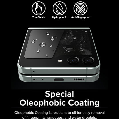 Beschermfolie Ringke Buitenscherm voor Samsung Galaxy Z Flip5 F731, Gehard Glas, Volledige Lijm, Set van 2 stuks