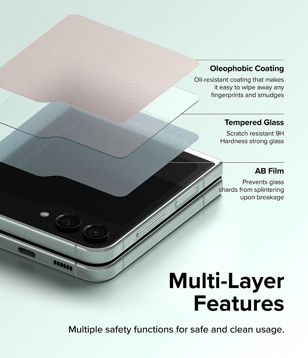 Beschermfolie Ringke Buitenscherm voor Samsung Galaxy Z Flip5 F731, Gehard Glas, Volledige Lijm, Set van 2 stuks