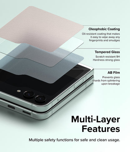 Beschermfolie Ringke Buitenscherm voor Samsung Galaxy Z Flip5 F731, Gehard Glas, Volledige Lijm, Set van 2 stuks