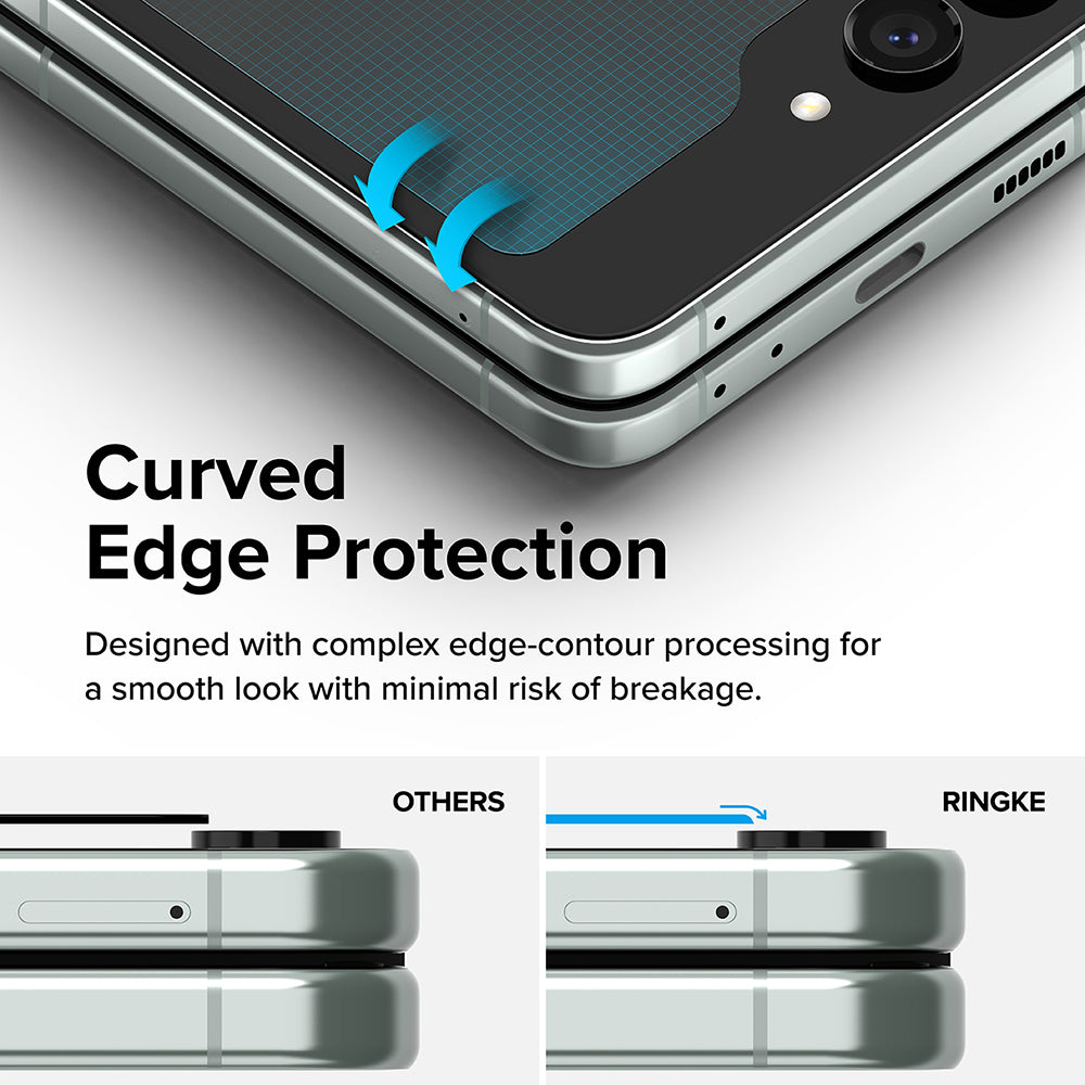 Beschermfolie Ringke Buitenscherm voor Samsung Galaxy Z Flip5 F731, Gehard Glas, Volledige Lijm, Set van 2 stuks
