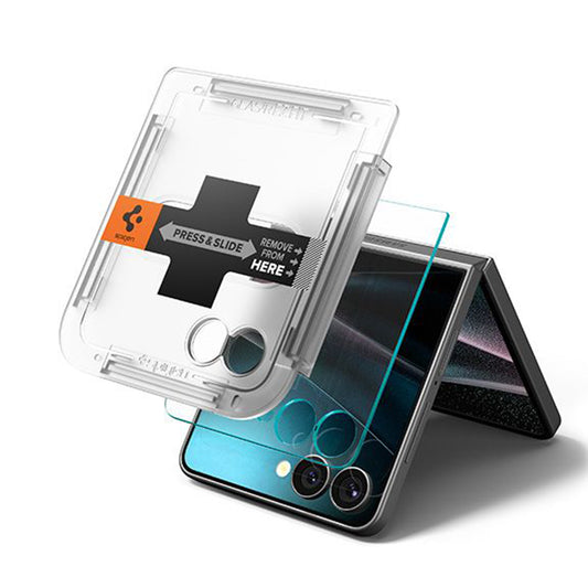 Schutzfolie Außenbildschirm Spigen GlastR EZ FIT für Samsung Galaxy Z Flip7 F766, Gehärtetes Glas, Vollkleber