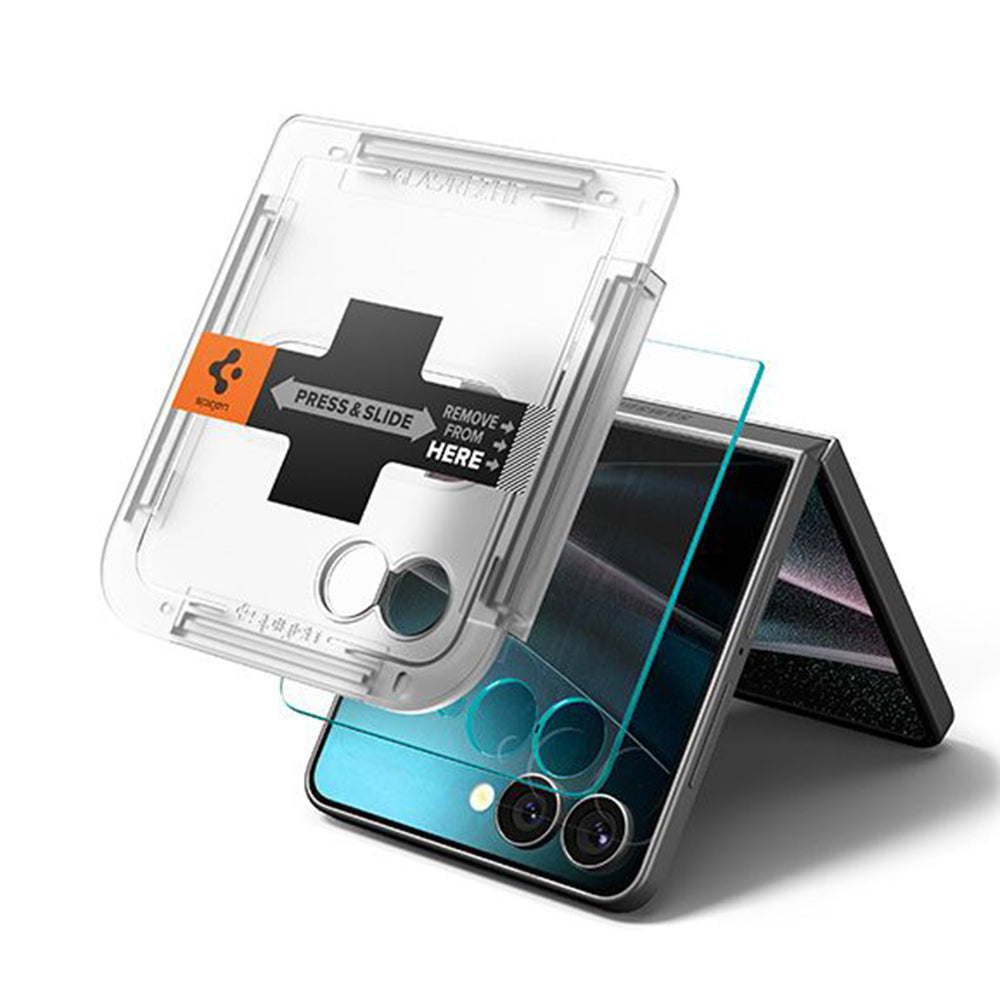 Spigen GlastR EZ FIT External Screen Protector for Samsung Galaxy Z Flip7 F766, Tempered Glass, Full Glue, Set of 2 pieces AGL09585