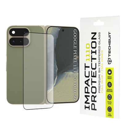Film de protection écran extérieur Techsuit pour Google Pixel 11 Pro Fold, Verre trempé, Full Glue, 111D, Noir