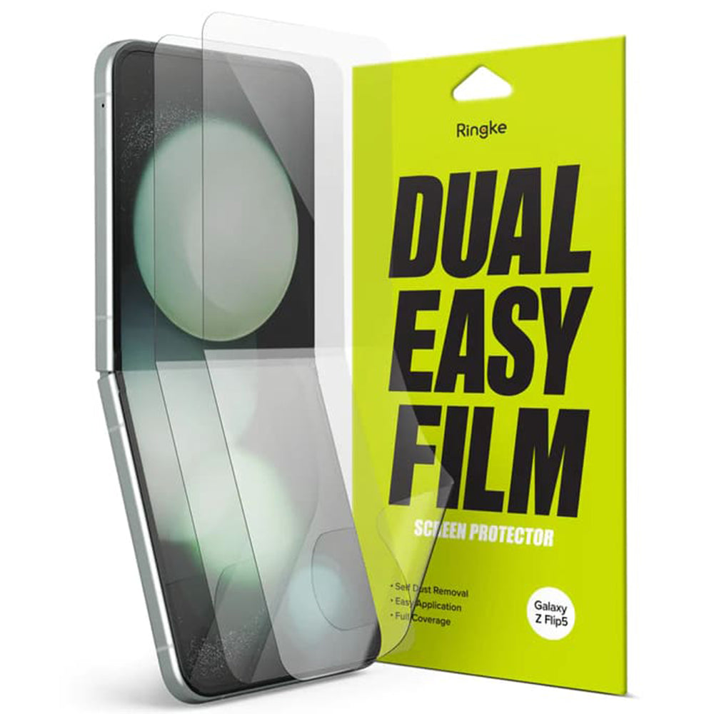 Beschermfolie Ringke Dual Easy voor Samsung Galaxy Z Flip5 F731, Plastic, Set van 2 stuks