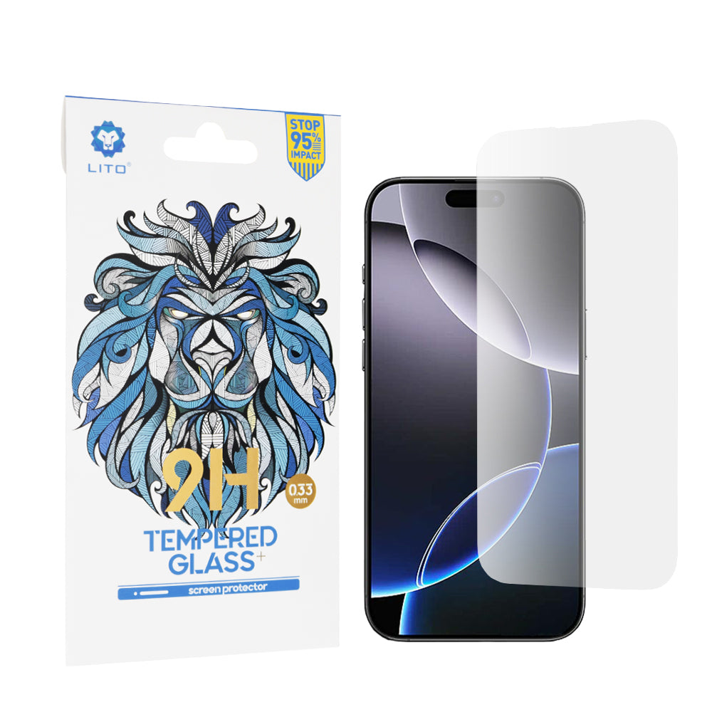 Lito Classic schermbeschermfolie voor Apple iPhone 16 Pro Max, gehard glas, volledige lijm, 2.5D