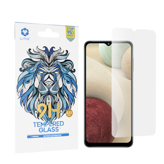 Lito Classic schermbeschermfolie voor Samsung Galaxy F12 F127 / A12 Nacho A127 / M02 M022 / M12 M127, gehard glas, volledige lijm, 2.5D