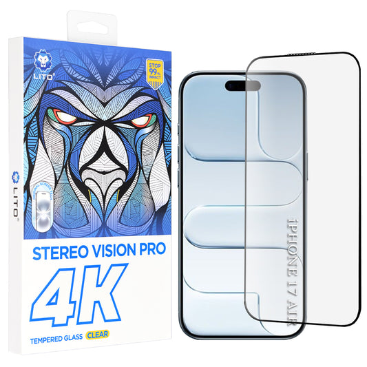 Beschermfolie Lito D+ Max 4K voor Apple iPhone 17 Air, Gehard Glas, Volledige Lijm, Zwart