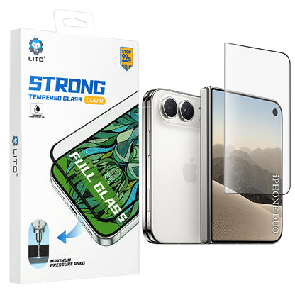 Lito D+ Max Strong Buitenste Scherm Beschermfolie voor Apple iPhone Duo, Gehard Glas, Volledige Lijm, Zwart