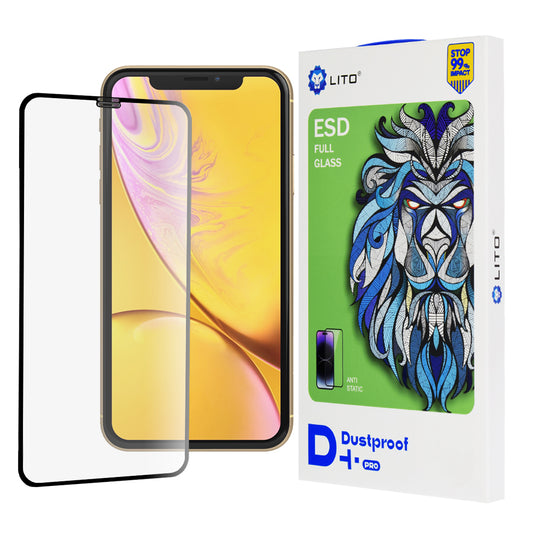 Lito D+ Pro Dustproof schermbeschermfolie voor Apple iPhone 11 / XR, gehard glas, volledige lijm, zwart