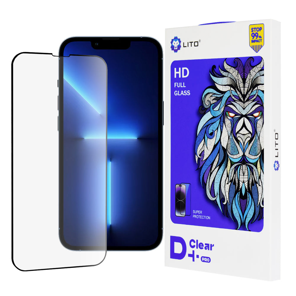Protection d’écran Lito D+ Pro pour Apple iPhone 14 Plus / 13 Pro Max, verre trempé, adhésif intégral, noir