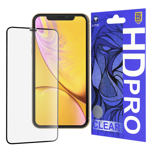 Film de protection écran Lito HD Pro Clear pour Apple iPhone 11 / XR, Verre trempé, Collage complet, Noir