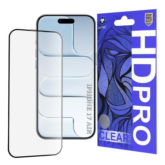 Film de protection d'écran Lito HD Pro Clear pour Apple iPhone 17 Air, Verre Trempé, Full Glue, Noir