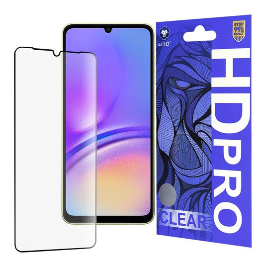 Lito HD Pro Clear schermbeschermfolie voor Samsung Galaxy A05 A055, gehard glas, volledige lijm, zwart