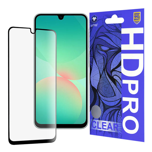 Lito HD Pro Clear Displayschutzfolie für Samsung Galaxy A26 A266, gehärtetes Glas, Full Glue, Schwarz