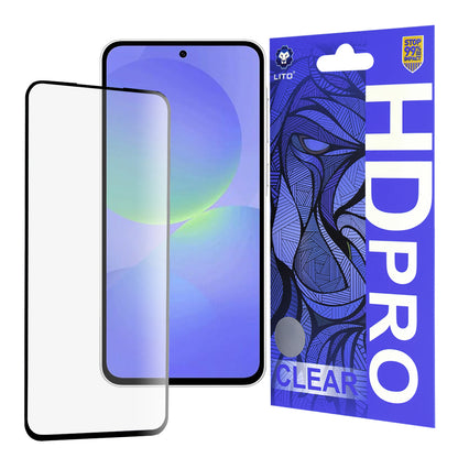 Film de protection d'écran Lito HD Pro Clear pour Samsung Galaxy A36 A366, Verre trempé, Collage complet, Noir