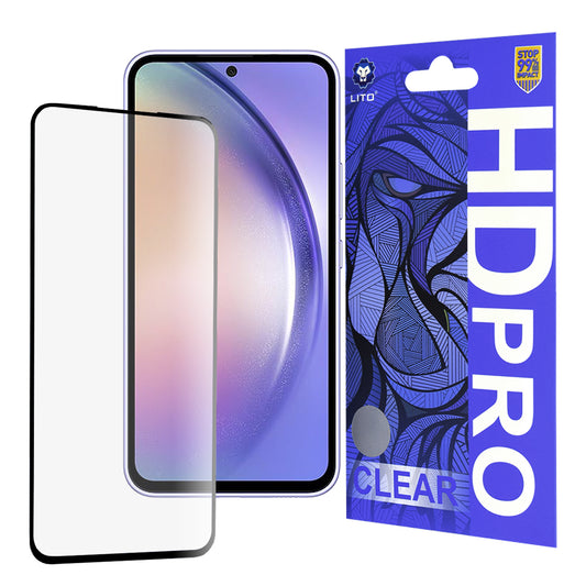 Lito HD Pro Clear schermbeschermfolie voor Samsung Galaxy A54 A546, gehard glas, volledige lijm, zwart