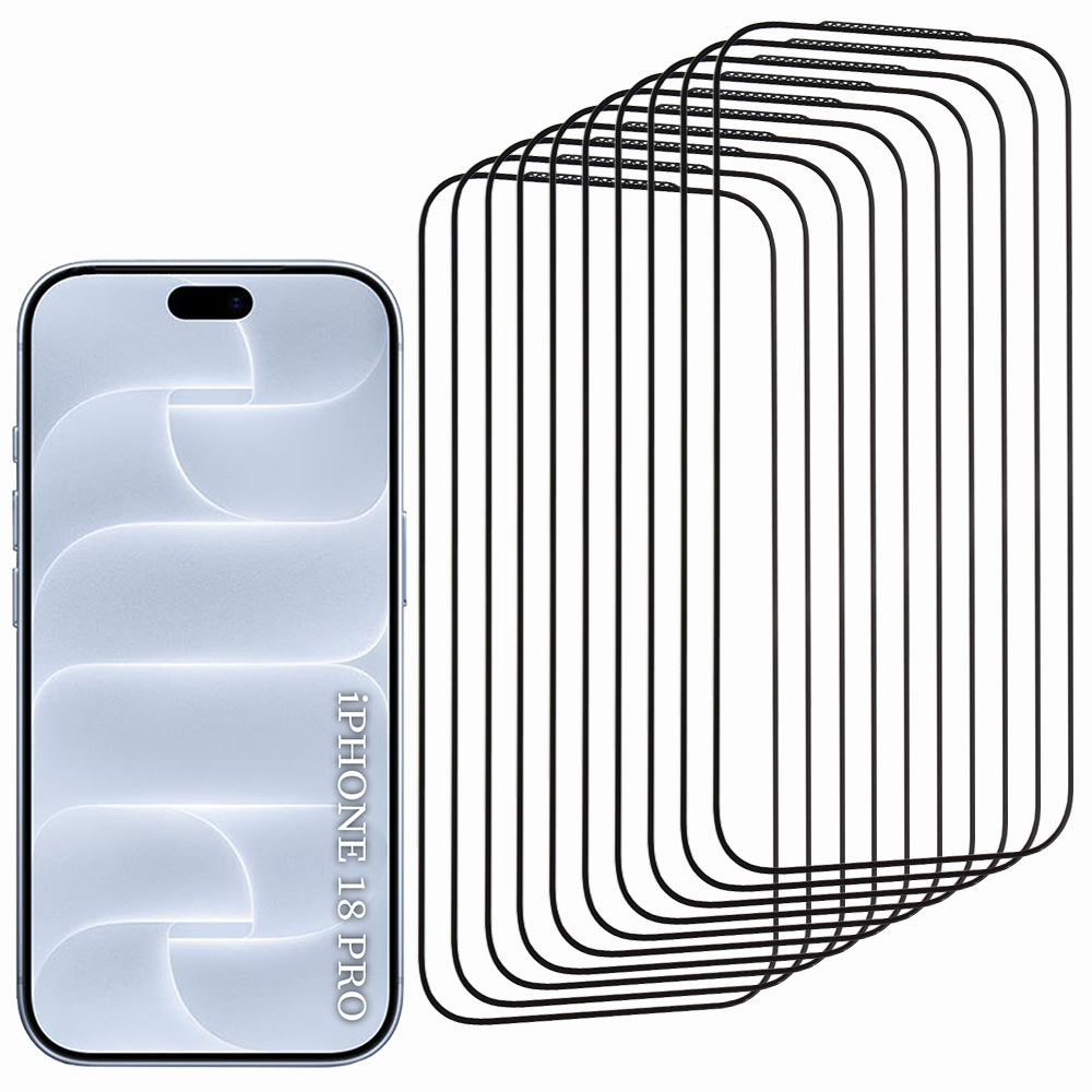 Film de protection d’écran Lito HD Pro pour Apple iPhone 18 Pro / 17 Pro, verre trempé, adhésif intégral, lot de 10, noir