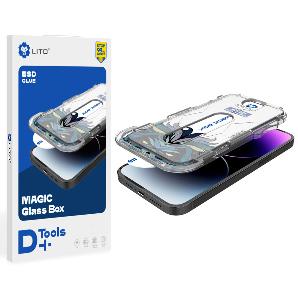 Beschermfolie voor scherm Lito Magic Glass Box D+ Tools voor Apple iPhone 16, Gehard glas, Volledige lijm